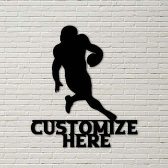Metal Football Player Sign, Personalized Gift, Football Runner, Metal Football Wall Decor - Thegiftio