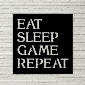 Metal Gaming sign, Eat Sleep Game Repeat Sign, Metal Gaming Decoration - Thegiftio