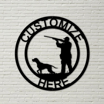 Metal Hunter and Dog sign, Metal Hunting Decoration, Metal Dog Decoration, hunter metal art, hunting dog, custom hunting dog, duck hunting, - Thegiftio