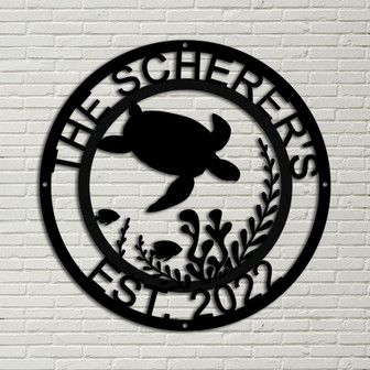 Metal sea turtle, custom metal sign, metal turtle, Metal sea life, Under the sea, ocean home decor, beach house decor, sea turtle wall art - Thegiftio UK