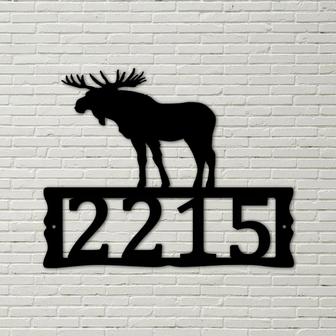 Moose Metal Address Plaque for House, Address Number, Metal Address Sign, House Numbers, Front Porch Address - Thegiftio