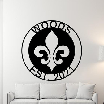 Mothers day gift, Personalized Mothers day Gift, Gift for Mom, Fleur-De-Lis Circle Monogram, Fleur De Lis Customized Sign, Wall Mount - Thegiftio