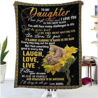 Personalised Name Throw Blankets To My Daughter From Mom, Soft And Cozy Letter Printed Blanket-air Mail Blanket-flannel Fleece Blanket, For Sofa Bed Birthday Gift - Thegiftio UK