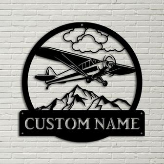 Personalized Airplane Monogram Metal Sign Art ,Custom Airplane Metal Sign, Airplane Lover Sign Decoration For Living Room - Thegiftio UK