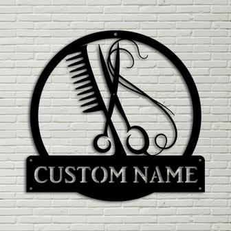 Personalized Beauty Salon Metal Sign Art, Custom Hair Stylist Salon Monogram Metal Sign, Hair Stylist Gifts, Job Funny, Hair Salon Gift - Thegiftio UK