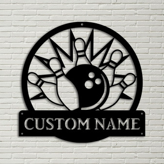 Personalized Bowling Monogram Metal Wall Art, Decor Decoration, Bowling Metal Sign, Housewarming Outdoor Metal - Thegiftio