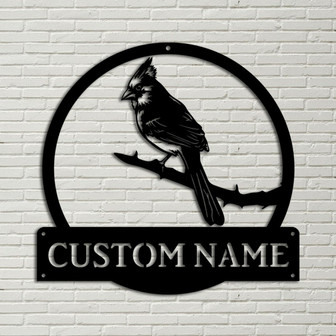 Personalized Cardinals Birds Monogram Metal Sign Art Custom Cardinals Birds Metal Sign Cardinals Birds Lover Sign Decoration For Living Room - Thegiftio UK