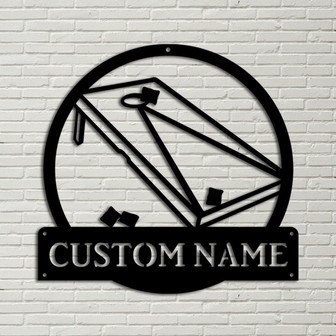 Personalized Cornhole Monogram Metal Sign Art , Custom Cornhole Metal Sign, Cornhole Lover Sign Decoration For Living Room - Thegiftio UK