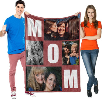 Personalized Design Throw Blanket For Mom Customized Blanket With 4 Photos And Text Collage Personalized Picture Blanket For Mom Grandma Birthday Memorable Souvenirs Gifts - Thegiftio UK