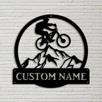 Personalized Downhill Mountain Biking Monogram Metal Sign Art , Custom Mountain Biking Metal Sign, Lover Sign Decoration For Living Room - Thegiftio UK