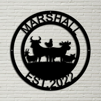 Personalized Farmhouse Sign - Farm Animal Sign - Metal Farmhouse Decor - Chicken Pig Cow Goat Farm Sign - Custom Barn Sign, Animal farm sign - Thegiftio UK
