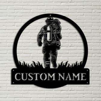 Personalized Firefighter Father And Son Metal Sign Art, Firefighter Father And Son Monogram Metal Sign, Firefighter Gifts Job Gift - Thegiftio UK