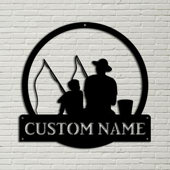Personalized Fishing Father And Son Monogram Metal Sign Art, Custom Fishing Father & Son Metal Sign, Fishing Gifts For Me, Birthday Gift - Thegiftio UK
