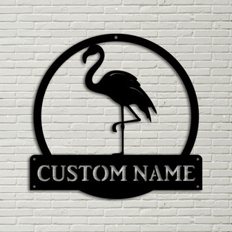 Personalized Flamingo Animal Monogram Metal Sign Art, Custom Flamingo Metal Sign, Flamingo Animal Lover Sign Decoration For Living Room - Thegiftio UK