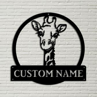 Personalized Giraffe Monogram Metal Sign Art, Custom Giraffe Monogram Metal Sign, Birthday Gift Animal Funny, Father&#39;s Day Gift - Thegiftio UK