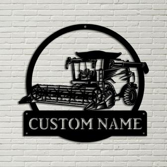 Personalized Harvester Farm Tractor Metal Sign Art, Custom Harvester Farm Tractor Monogram Metal Sign, Job Gift, Decor Decoration - Thegiftio UK