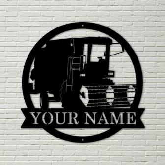 Personalized Harvester Farm Tractor Metal Sign Art, Custom Harvester Farm Tractor, Monogram Metal Sign, Job Gift, Decor Decoration - Thegiftio UK