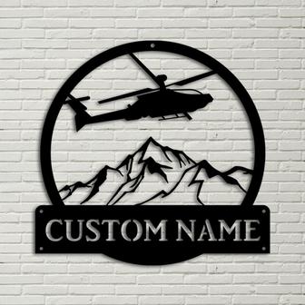 Personalized Helicopter Machine Monogram Metal Sign Art, Custom Helicopter Metal Sign, Helicopter Lover Sign Decoration For Living Room - Thegiftio UK