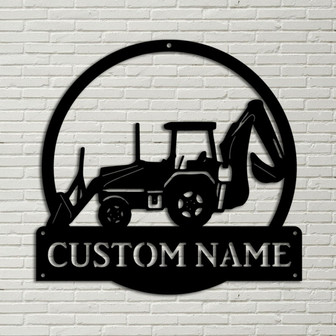 Personalized Backhoe Loader Truck Monogram Metal Sign Art Custom Backhoe Loader Truck Metal Wall Art Housewarming Outdoor Metal Sign - Thegiftio UK