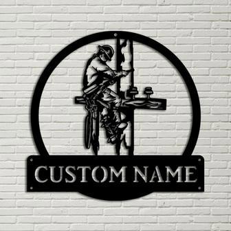 Personalized Lineman Monogram Metal Sign Art, Custom Lineman Monogram Metal Sign, Lineman Gifts, Job Gift, Birthday Gift - Thegiftio UK