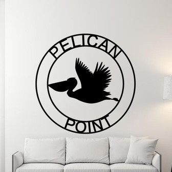 Personalized Metal Pelican Sign, Customizable Door Hanger or Wall Art, Pelican Sign, Last name Sign, Metal sign, Lake Sign, Lake House Sign - Thegiftio