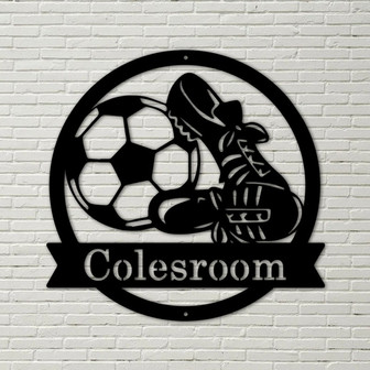 Personalized Metal Soccer Sign, Soccer Gift for Boys, Personalized Soccer for boys room, Metal Soccer Sign, soccer gift, boys room sign - Thegiftio
