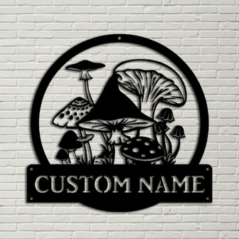 Personalized Mushrooms Monogram Metal Sign Art, Custom Mushrooms Metal Sign, Mushrooms Sign Decoration For Living Room - Thegiftio UK