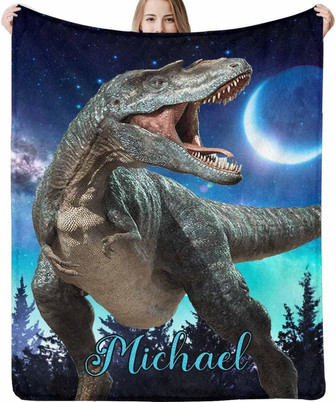 Personalized Name Dinosaur Blanket, To Best Friend Fleece Blanket Traveling Throw Blanket Lightweight Ultra-soft Cozy Bed Blanket - Thegiftio UK
