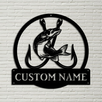 Personalized Northern Pike Fish Pole Metal Sign Art, Custom Northern Pike Fishing Metal Sign, Fishing Gifts Funny, Northern Pike Gift - Thegiftio