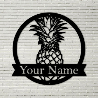Personalized Pineapple Metal Sign, Housewarming Gift - Personalized Metal Sign, Custom Metal decor, Metal Sign, pineapple decor - Thegiftio