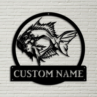 Personalized Piranha Fish Metal Sign Art, Custom Piranha Fish Metal Sign, Fishing Gift, Beach Funny - Thegiftio