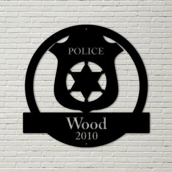 Personalized Police Sign for Home, Metal Wall Art, Police Officer Gifts for Men, Police Gifts, Metal Sign Police Badge, Fathers Day Gift - Thegiftio UK