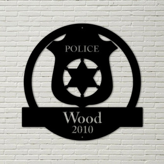Personalized Police Sign for Home, Metal Wall Art, Police Officer Gifts for Men, Police Gifts, Metal Sign Police Badge, Fathers Day Gift - Thegiftio