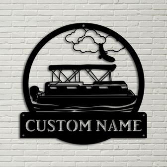 Personalized Pontoon Boat Metal Sign Art, Custom Pontoon Boat Monogram Metal Sign, Pontoon Boat Gifts, Job Gift, Home Decor - Thegiftio UK