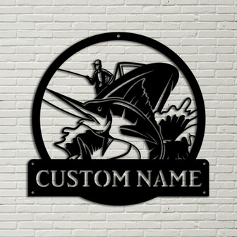 Personalized Sailfish Fishing Fish Pole Metal Sign Art, Custom Sailfish Fishing Metal Sign, Sailfish Fishing Gift, Decor Decoration - Thegiftio