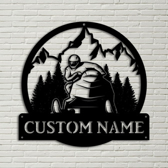 Personalized Snowmobiling Monogram Metal Sign Art, Snowmobiling Metal Sign, Housewarming Outdoor Metal - Thegiftio UK
