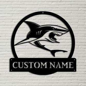 Personalized Tiger Shark Monogram Metal Sign Art, Custom Shark Monogram Metal Sign, Birthday Gift, Animal Funny, Father&#39;s Day Gift - Thegiftio UK
