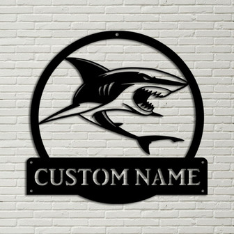 Personalized Tiger Shark Monogram Metal Sign Art, Custom Shark Monogram Metal Sign, Birthday Gift, Animal Funny, Father&#39;s Day Gift - Thegiftio