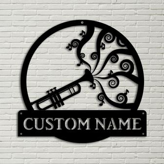 Personalized Trombone Monogram Metal Sign Art, Custom Trombone Monogram Metal Sign, Trumpet Gifts for Funny, Musical Instrument Gift - Thegiftio