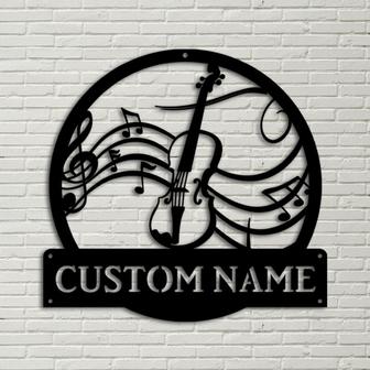 Personalized Violin Monogram Metal Sign Art, Custom Violin Monogram Metal Sign, Musical Instrument Gift, Music Gift - Thegiftio