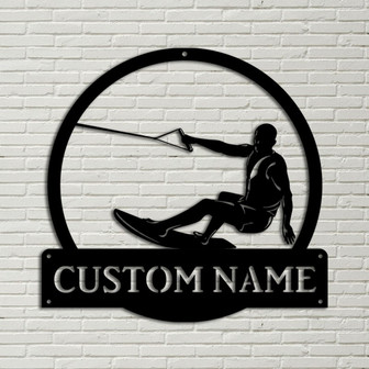Personalized Water Skiing Monogram Metal Sign Art Water Skiing Antler Decor Water Skiing Metal Sign Housewarming Outdoor Metal - Thegiftio UK