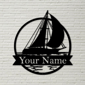 Sailboat Metal sign - Metal Wall Art Décor - Personalized Saiboat Metal sign, Farm Sign, Metal Name Sign, Door Hanger, Housewarming Gift - Thegiftio UK