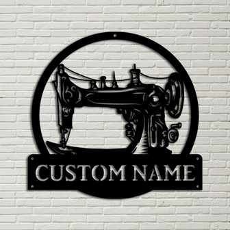 Sewing Machine Monogram Metal Sign Art, Quilting Metal Wall Art Sewing Machine Antler Decor, Housewarming Outdoor Metal Sign - Thegiftio UK