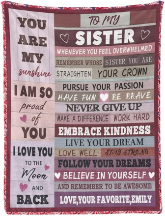 To My Sister Blanket - Sister Birthday Gifts From Sister, Sister Gifts Blanket For Sisters From Brother, Unique Blanket Birthday Gifts For Sister Women Girls - Blanket For Thanksgiving - Thegiftio