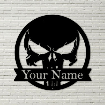 Skull Metal sign, custom skull metal sign, custom sign, skull sign, custom name signs, custom metal sign - Thegiftio UK