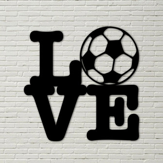 Soccer Love, Metal Wall Sign, bedroom decor, bedroom door art, christmas gift, hobbies gift, husband gifts, kids birthday gift, kid room art - Thegiftio