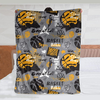 Sport Basketball Flannel Blanket Fleece Throw Blanket Ultra Soft Blanket Comfortable Warm Bed Blanket For Bed Couch Sofa Living Room - Thegiftio UK
