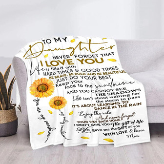 Sunflower To My Daughter Blanket Throw Flannel Fleece Microfiber Lightweight Soft Cozy Blanket For All Season In Home Bed Sofa Chairs Dorm Blanket For Kids - Thegiftio UK