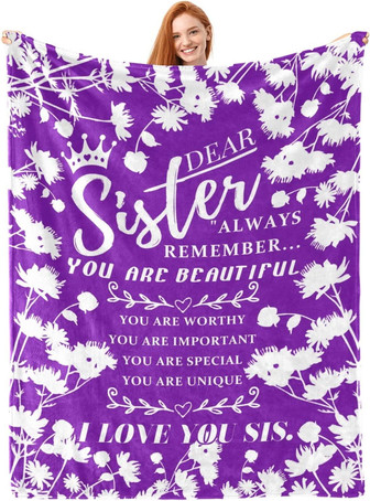 Throw Blanket Sister Gifts, Sister Blanket Gifts From Sister, Birthday Gifts For Sister, Gifts For Women Flannel Lightweight Soft Blanket To My Sisters For Bed Couch - Thegiftio UK
