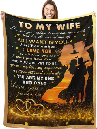 To My Wife Blanket Wedding Anniversary Romantic Gift For Her Blanket, Ultra-soft Microfiber Valentine's Day Blanket Luxury Fleece Blanket Throw For Bedding Sofa And Travel - Thegiftio UK
